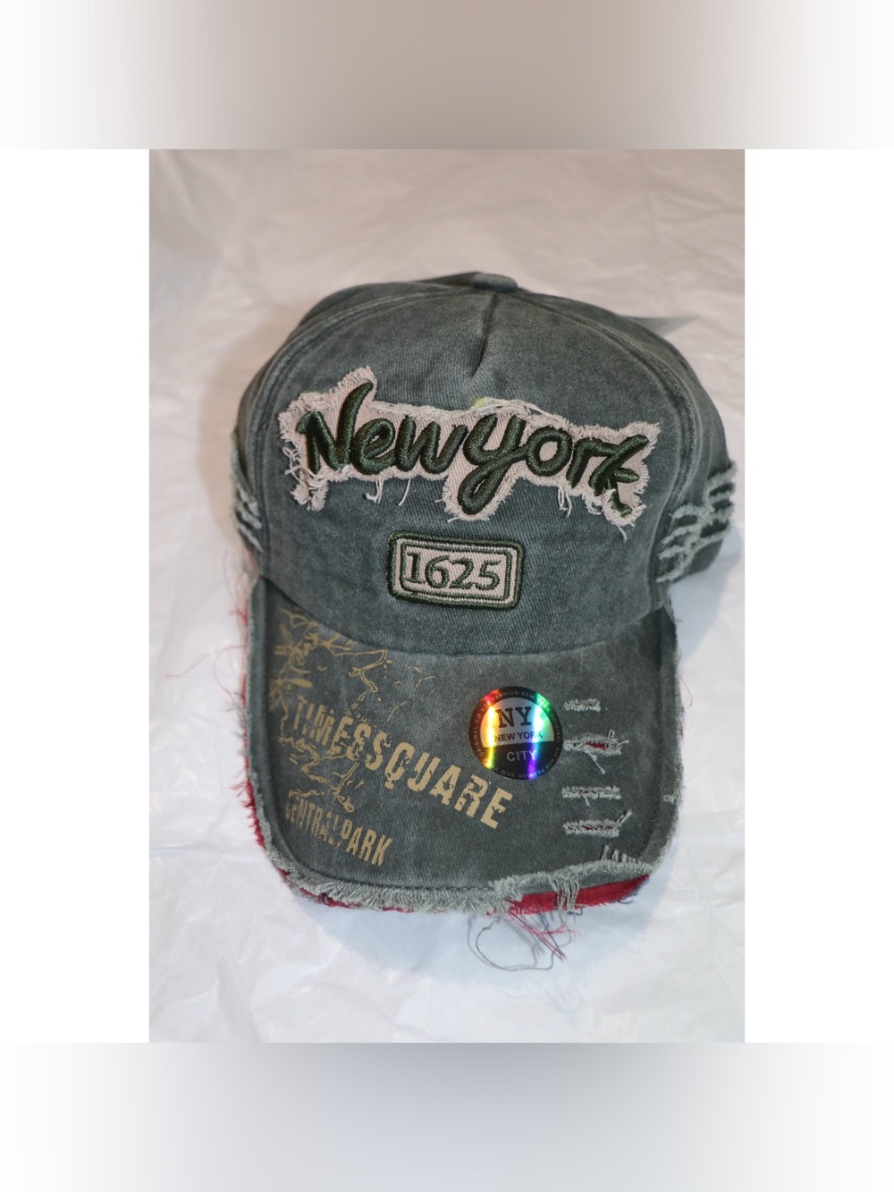 New York 1625 Distressed Vintage Embroidered Hat